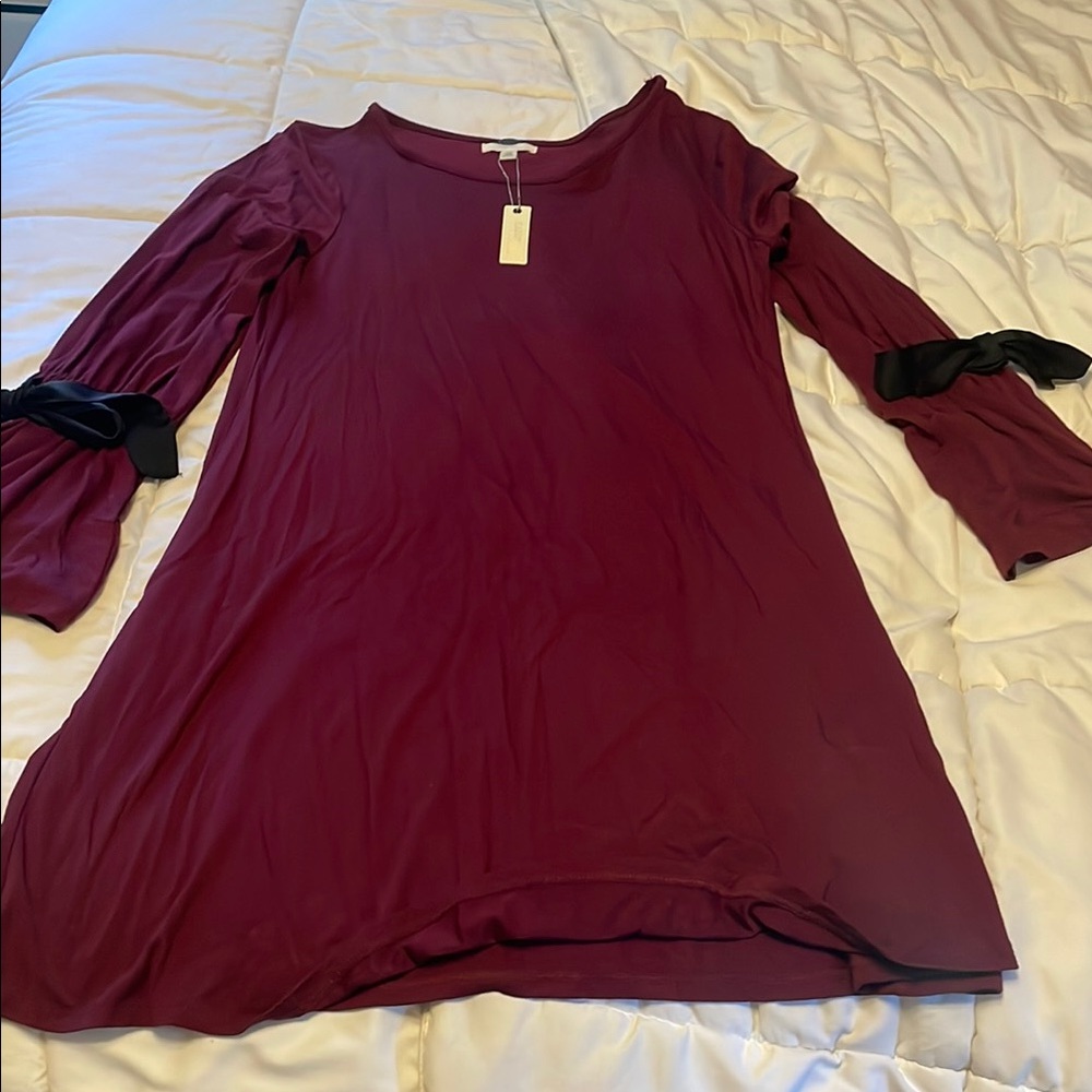 Cupio Burgundy Dress with Black Accents NWT stretchy and soft Medium